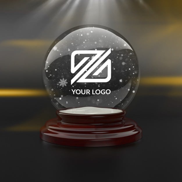 Logo mockup whit christmas snowball Premium Psd