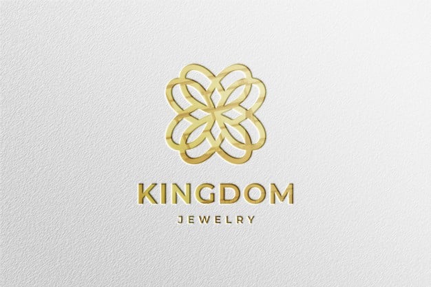 Luxury golden logo mockup in white paper with reflection Premium Psd