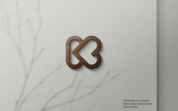 Luxury logo mockup 3d wood on wall Premium Psd