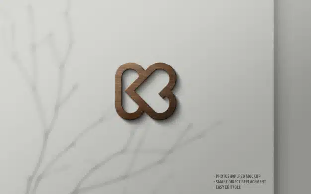 Luxury logo mockup 3d wood on wall Premium Psd