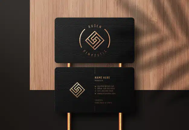 Luxury logo mockup on black business card Premium Psd