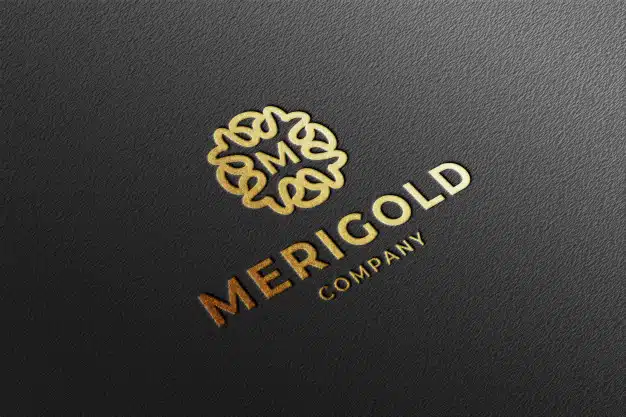 Luxury perspective gold debossed logo mockup Premium Psd