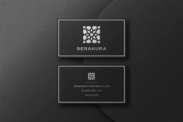 Luxury silver logo mockup in business card Premium Psd