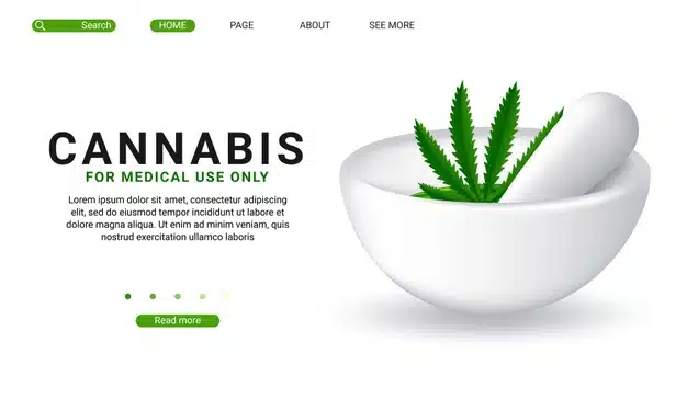 Medical cannabis landing page template Premium Vector