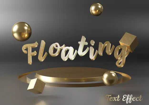 Mockup of floating text effect on stage podium Premium Psd