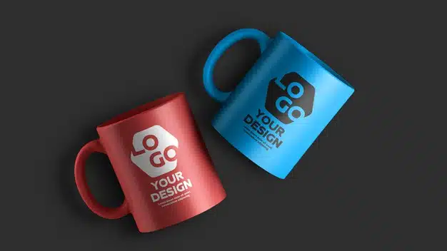 Mockup of two color ceramic coffee mug Premium Psd