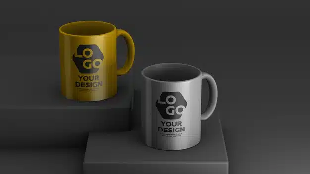 Mockup of two color ceramic coffee mug Premium Psd