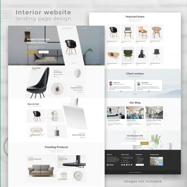 Modern interior e-commerce website landing page Premium Psd