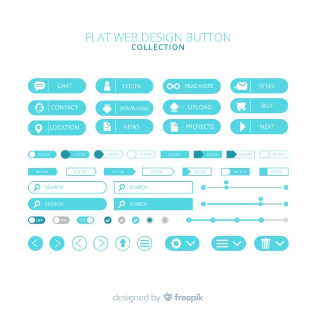 Modern web design button collection with flat design Premium Vector