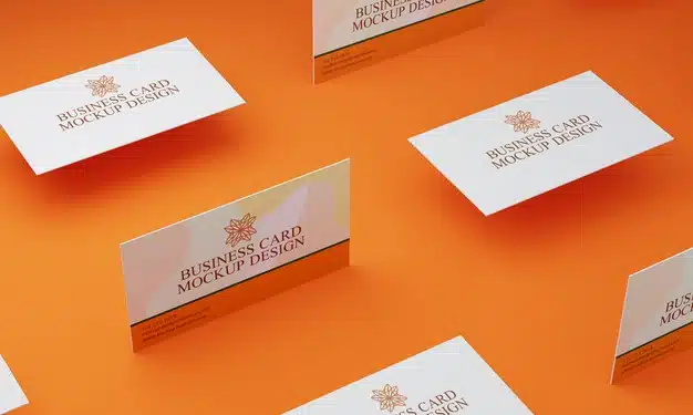 Orange background business card mockup Premium Psd