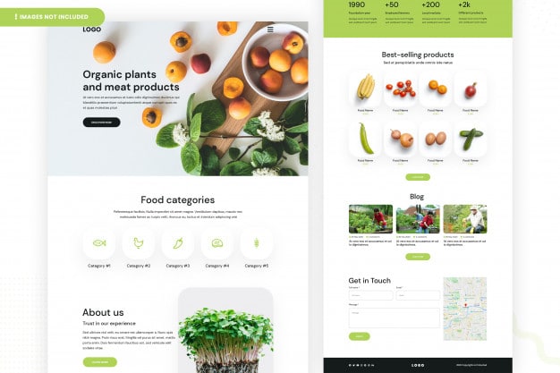 Organic products website page Premium Psd