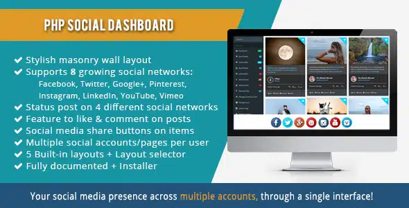 PHP Social Dashboard v1.5.5 - social media management