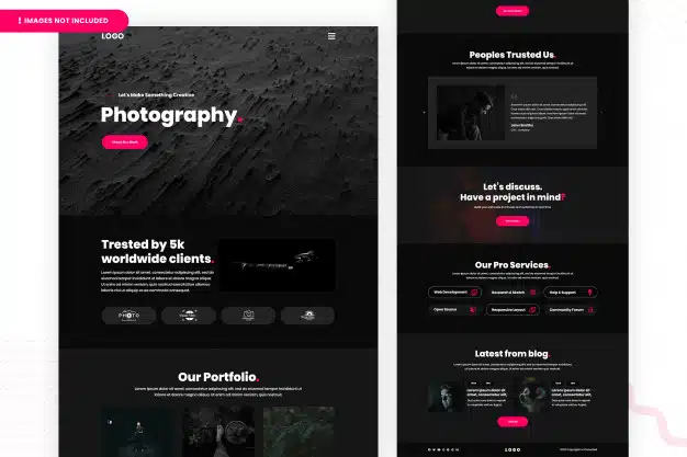 Photography website page template Premium Psd