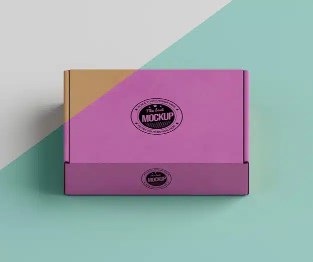 Pink brand box arrangement Free Psd