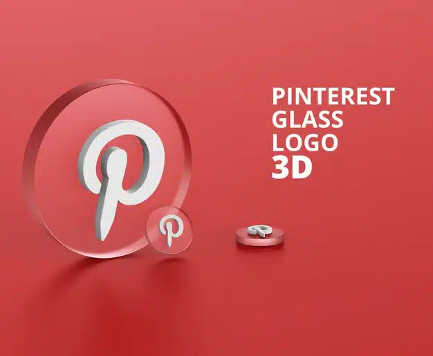 Pinterest logo glass 3d mockup Premium Psd