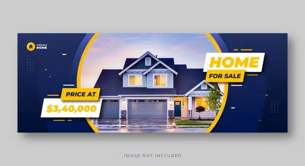 Real estate home sale social media cover web banner Premium Vector
