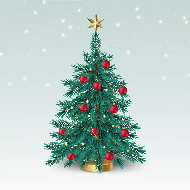 Realistic christmas tree Free Vector