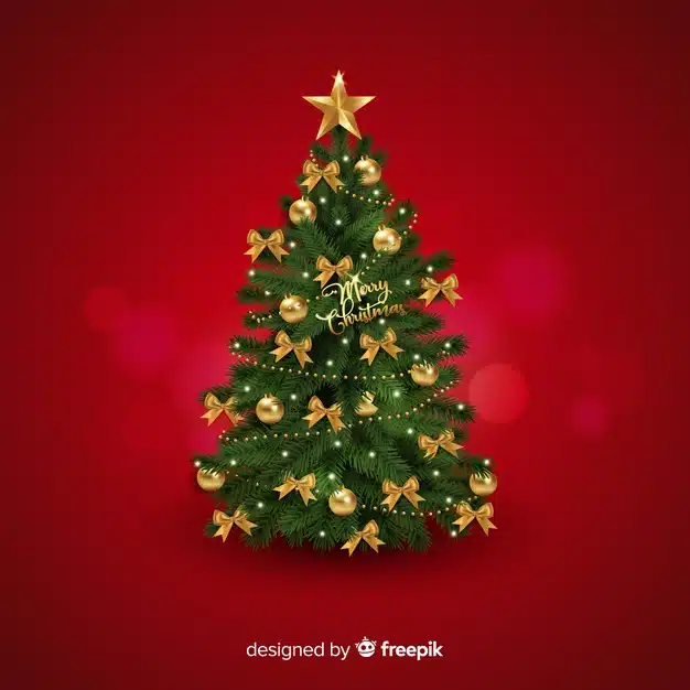 Realistic christmas tree background Free Vector