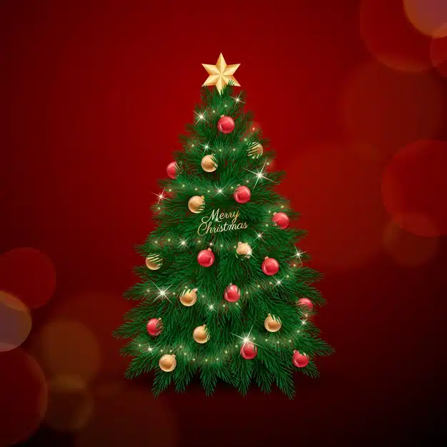 Realistic christmas tree concept Free Vector