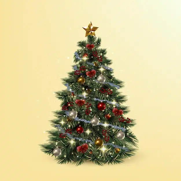 Realistic christmas tree concept Free Vector