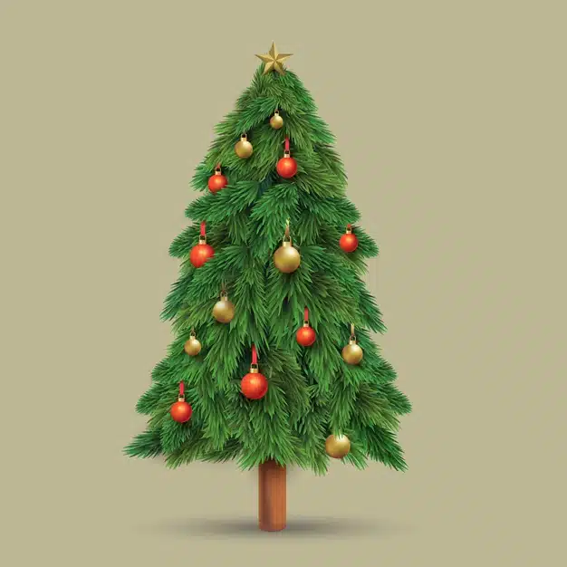 Realistic christmas tree template Free Vector