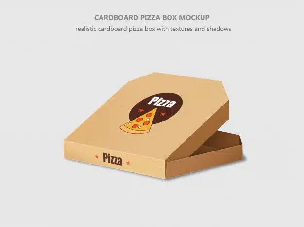 Realistic isometric cardboard pizza box mockup Premium Psd
