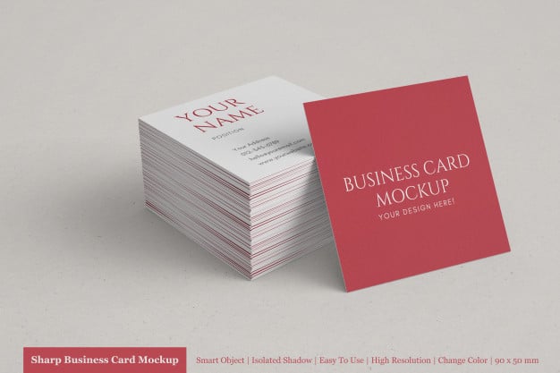 Realistic stack of clean corporate square business card mock up templates Premium Psd