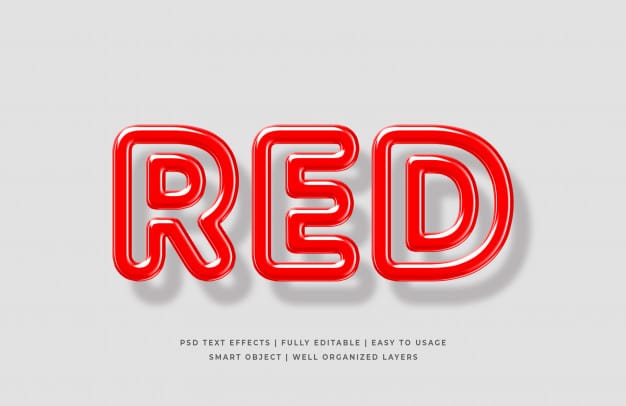 Red 3d text style effect mockup Premium Psd