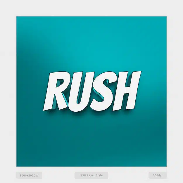 Rush 3d text style efffect Premium Psd