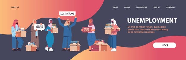 Set arabic hr managers holding we are hiring join us posters vacancy open recruitment human resources concept horizontal full length copy space vector illustration Premium Vector