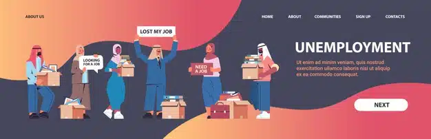 Set arabic hr managers holding we are hiring join us posters vacancy open recruitment human resources concept horizontal full length copy space vector illustration Premium Vector