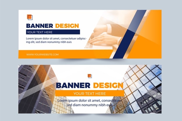 Set of banners with photos Premium Vector