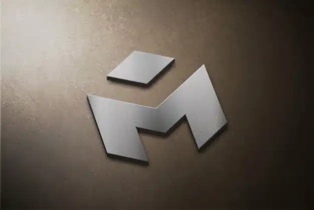 Silver 3d logo mockup on concrete Premium Psd