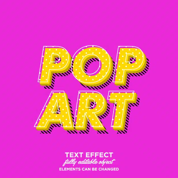 Simple pop art text style with line pattern shadow Premium Vector