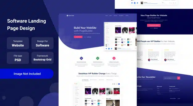 Software and saas landing page website template Premium Psd