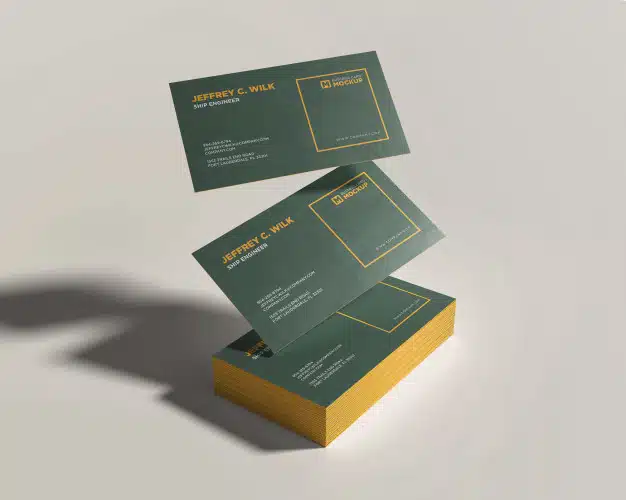 Stack business card mockup with floating card Premium Psd