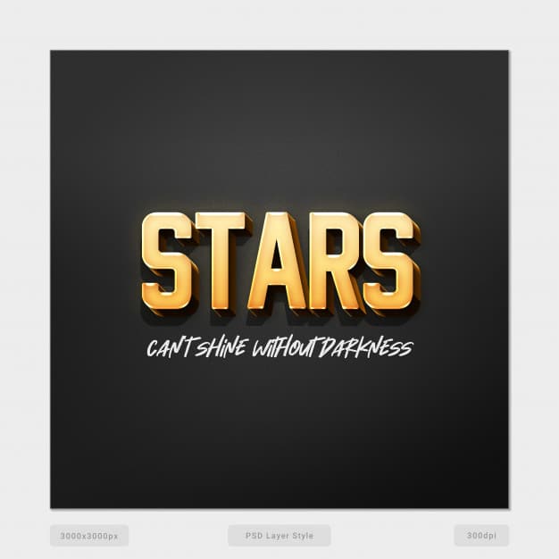 Stars can't shine without darkness 3d text style effect psd Premium Psd