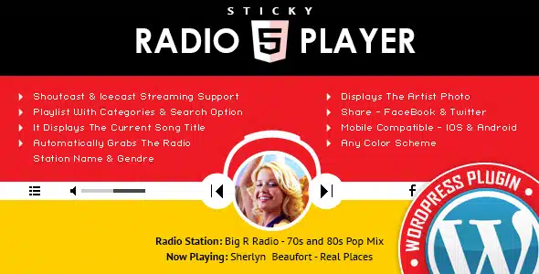 Sticky Radio Player - Full Width Shoutcast and Icecast HTML5 Player