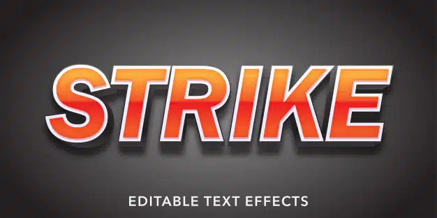 Strike text 3d style editable text effect Premium Vector