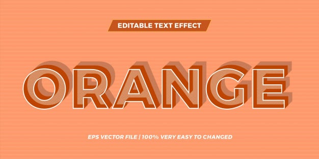 Text effect in shadow orange words text effect theme editable retro concept Premium Vector
