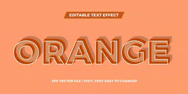 Text effect in shadow orange words text effect theme editable retro concept Premium Vector