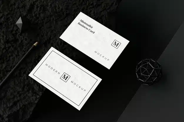 Top view on business card mockup Premium Psd
