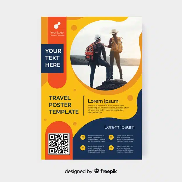 Travel flyer template with photo Premium Vector