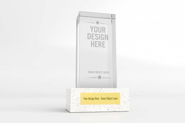 View of a glass trophy mockup Premium Psd