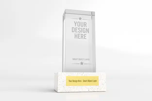 View of a glass trophy mockup Premium Psd