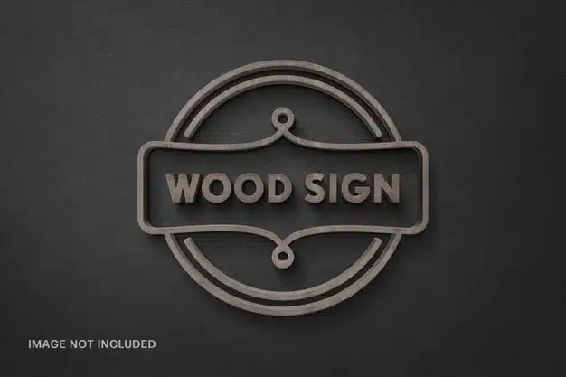 Wood sign logotype mockup Premium Psd
