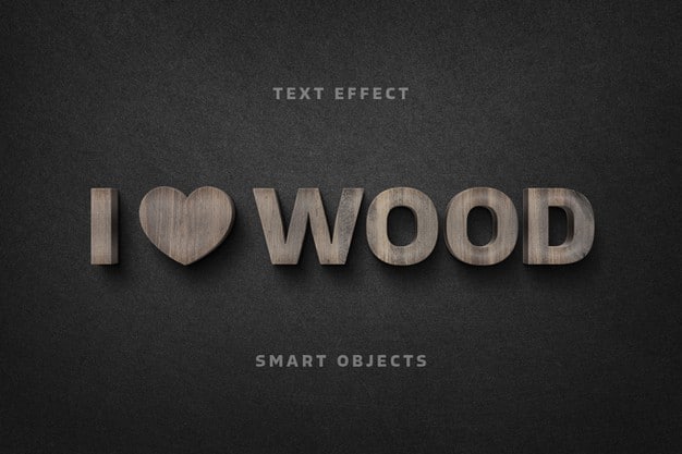 Wooden letters text effect template Premium Psd
