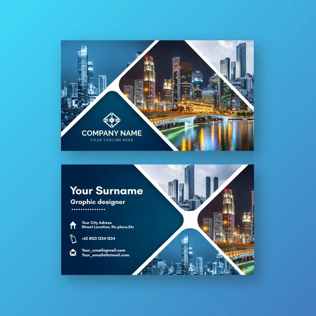 Abstract business card template with photo Premium Vector