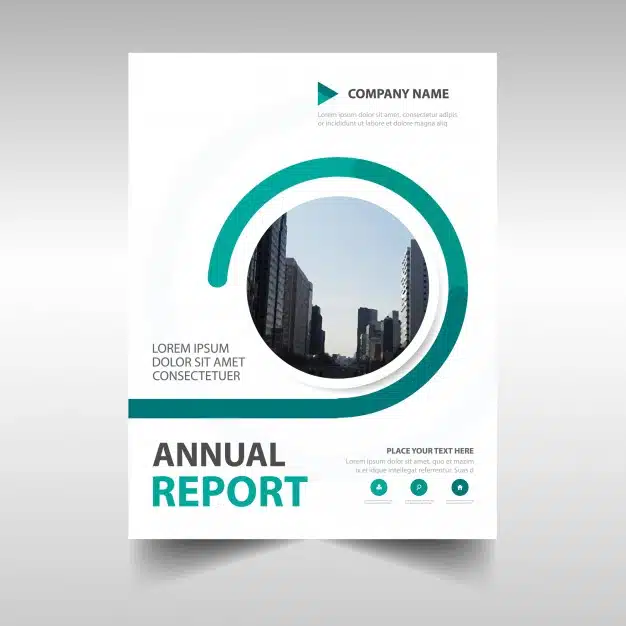 Abstract green circular annual report template Free Vector