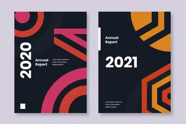 Annual report 2020 and 2021 templates Free Vector